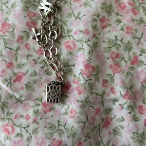 Silver Charm Bracelet with Popcorn Charm